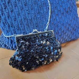 Bijoux Terner black beaded evening clutch